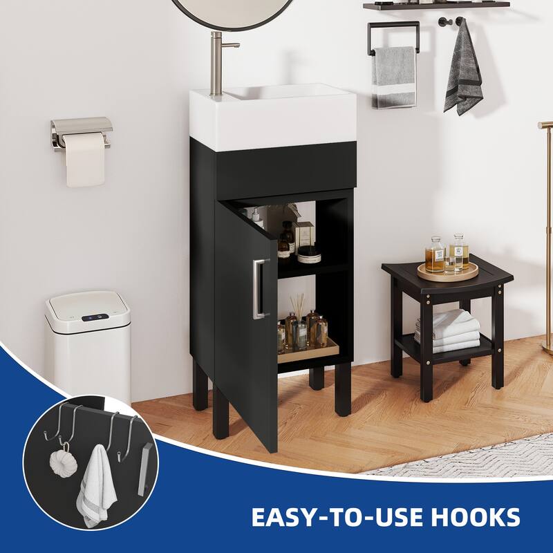 Moasis 15.7" Freestanding Single Bathroom Vanities Set with Cabinet Storage