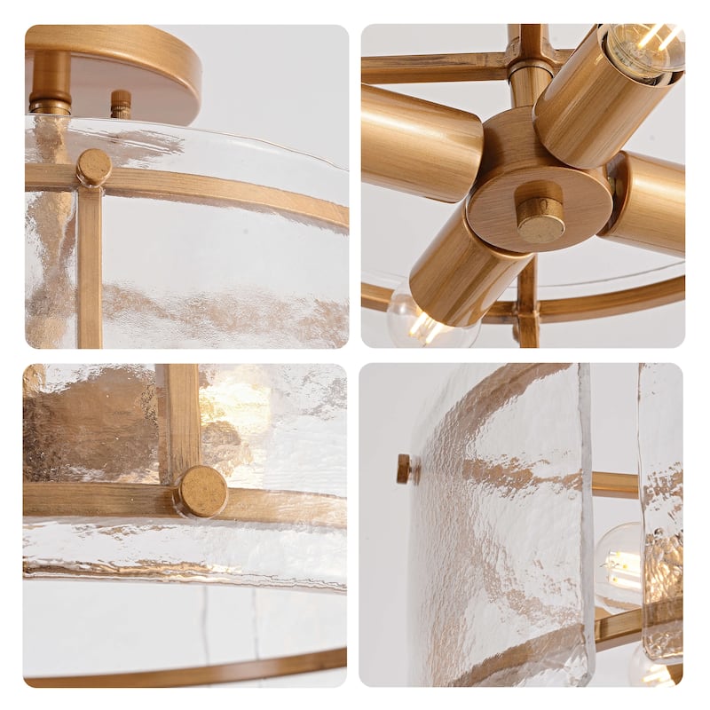 Laia 4-Light Water Textured Glass Drum Flush Mount