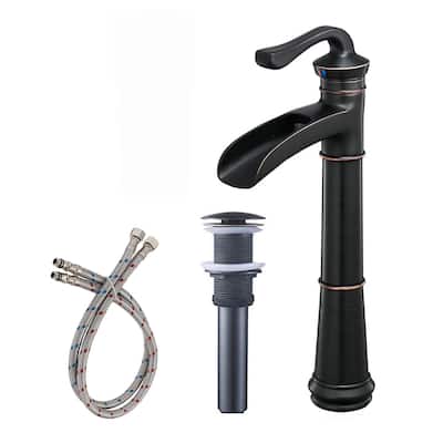 Antique Rubbed Bronze Waterfall Bathroom Faucet with Drain