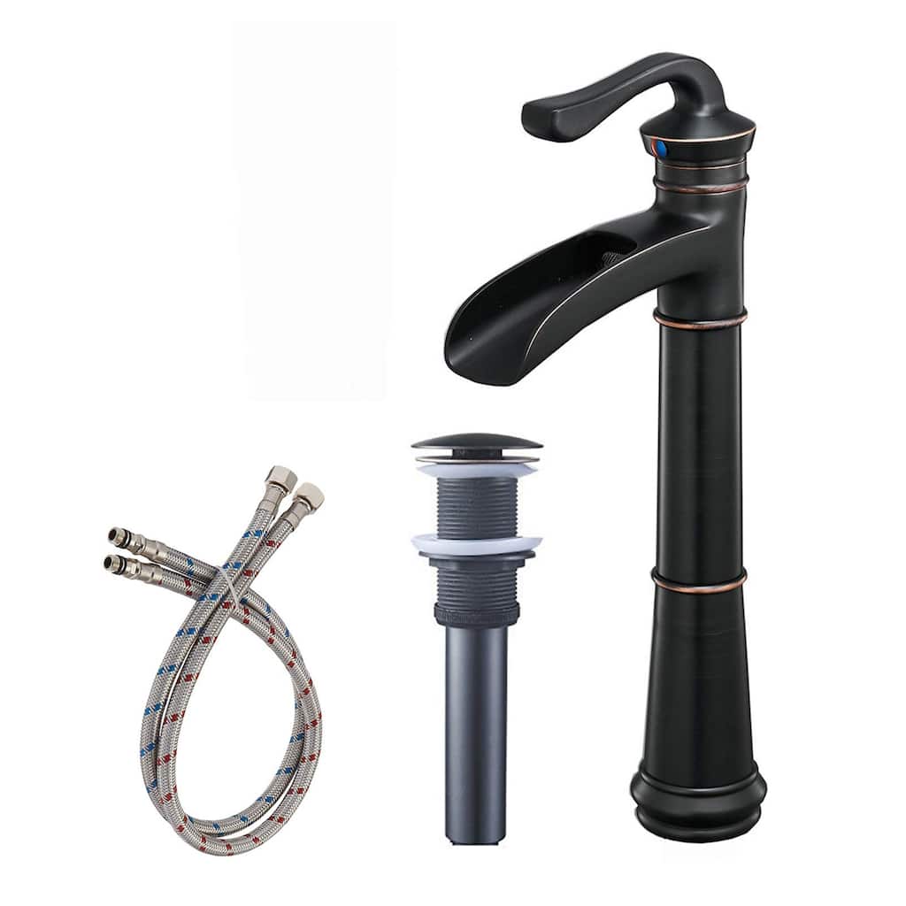 Antique Rubbed Bronze Waterfall Bathroom Faucet with Drain