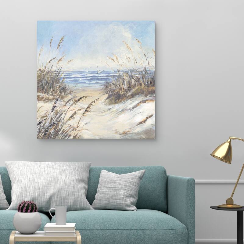 Beach Grass Seagulls by Susan Winget Canvas Art Print