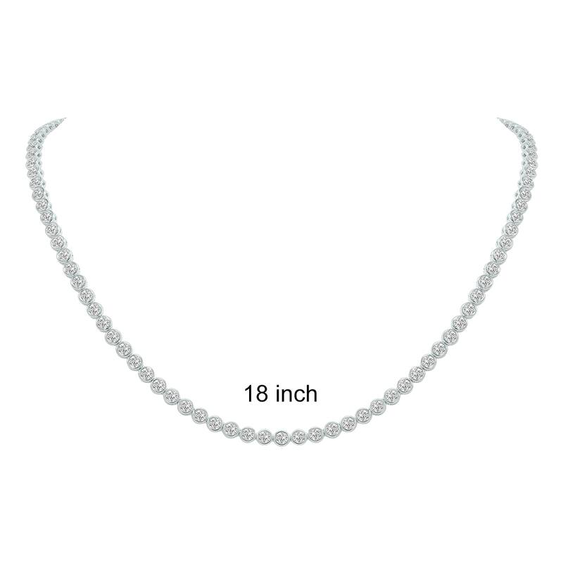 Marquee 10 Carat TW Round Lab Grown Diamond Bezel Set Necklace in 14K White Gold