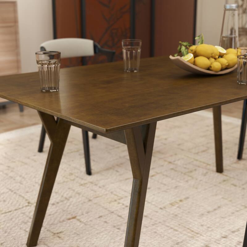 Roundhill Furniture Lavin Modern 5-Piece Dining Set, Walnut Finished Dining Table with 4 Chairs