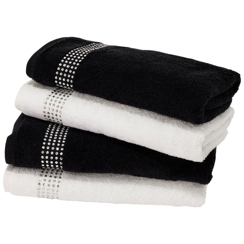 Sparkles Home Stripe Rhinestone Hand Towel (Set of 2)