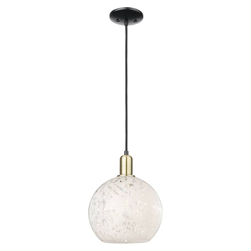 Innovations Lighting Endless Possibilities Arcadia - White Mouchette - 1 Light 10" Cord Hung Mini Pendant - Black Antique Brass