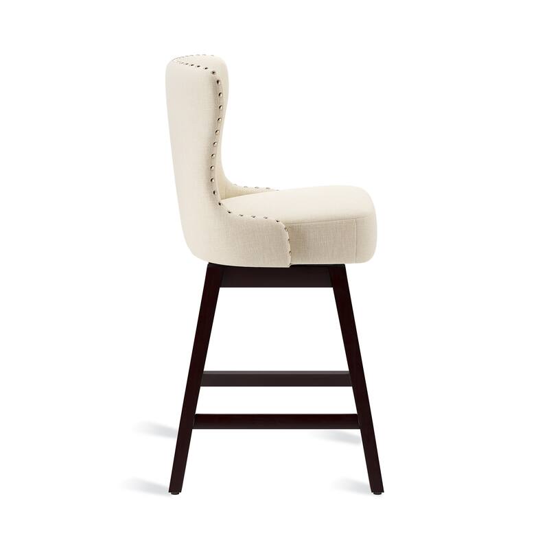 26 in. Mid-Century Modern Counter Stools Faux Leather/Fabric Upholstered Swivel Bar Stools for Island （Set of 4）