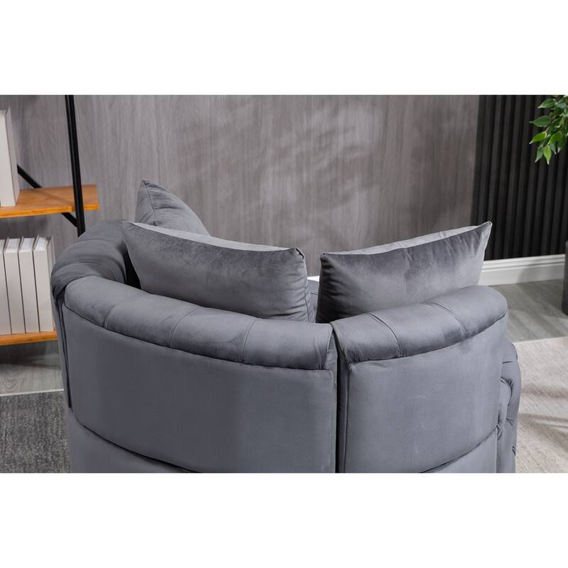 Roomfitters Velvet Accent Chair, Tufted Barrel Lounge Chair with Cushions, Modern Leisure Armchair for Living Room