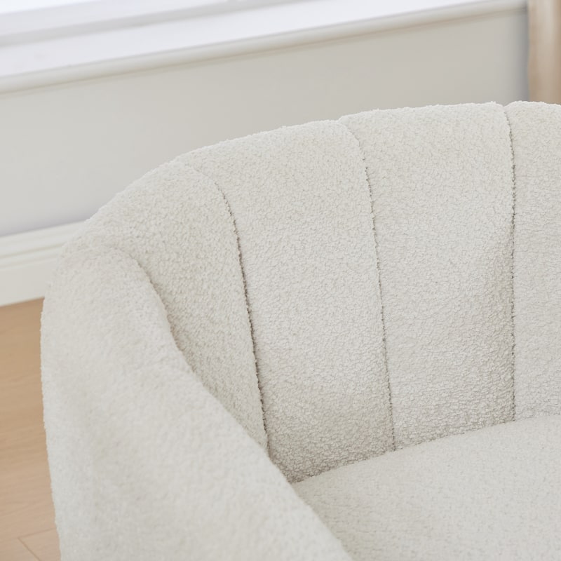 Modern Cushioned Metal Base 360° Swivel Chair, Upholstered Barrel Chair, Club Armchair for Living Room, Family Room, Bedroom