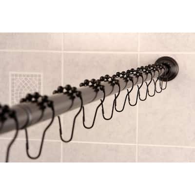 Straight Shower Curtain Rod with Rings in Oil Rubbed Bronze - Oil Rubbed Bronze