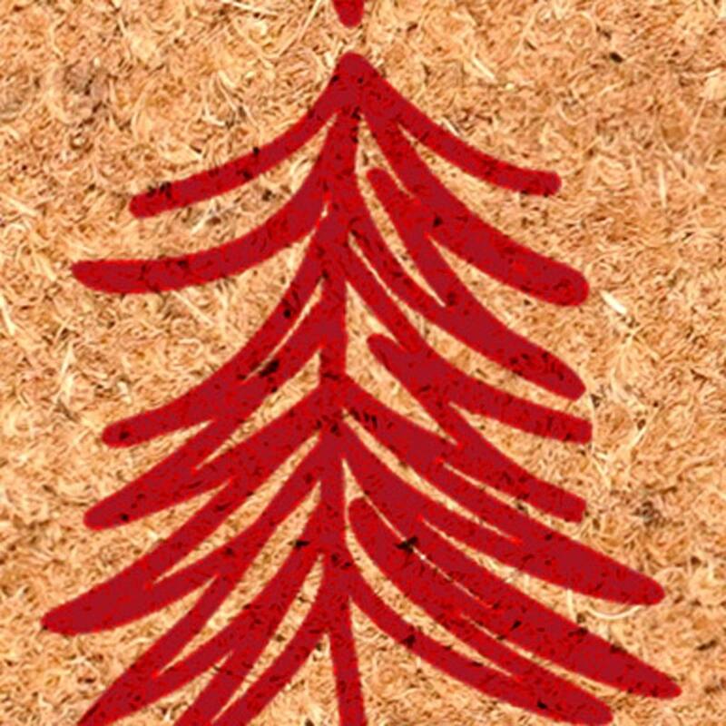 HomeRoots 24" X 36" Brown And Red Christmas Trees Outdoor Coir Door Mat - 24.00' X '36.00