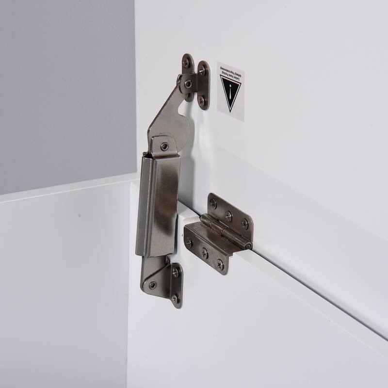 29.9”L White Lift Top Entryway Storage Chest/Bench with 2 Safety Hinge