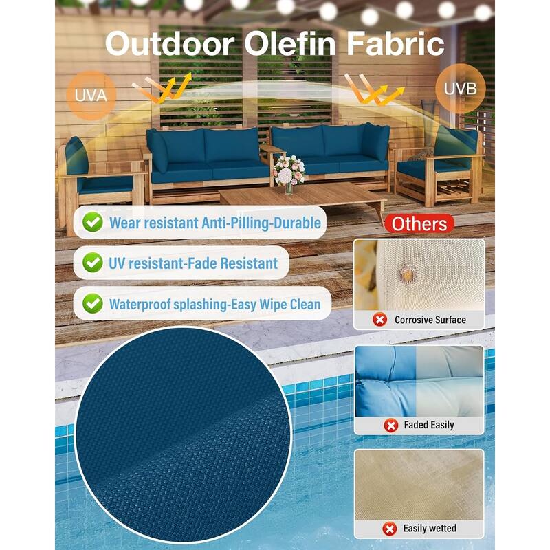 WINSOON 14 Piece Outdoor Furniture Replacement Cushions,Patio Seat Cushions