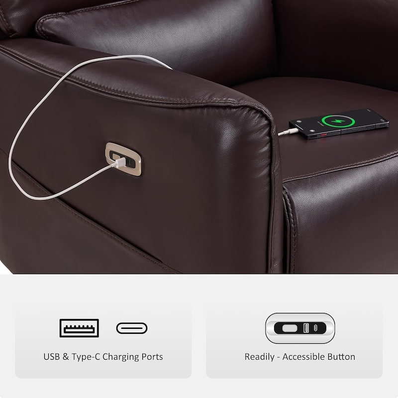 MCombo Power Swivel Rocker Recliner with Lumbar Support, Faux Leather Electric Nursery Glider Recliner Chair