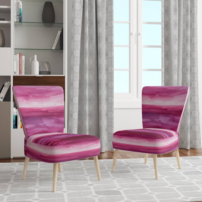 Designart "From the Shore" Upholstered Beach Accent Chair - Nautical & Coastal Arm Chair For Bedroom - Side Chair - Purple & Pink