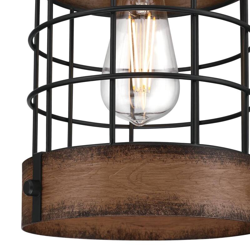 Westinghouse Lighting Langston One-Light Matte Black and Barnwood Indoor Pendant