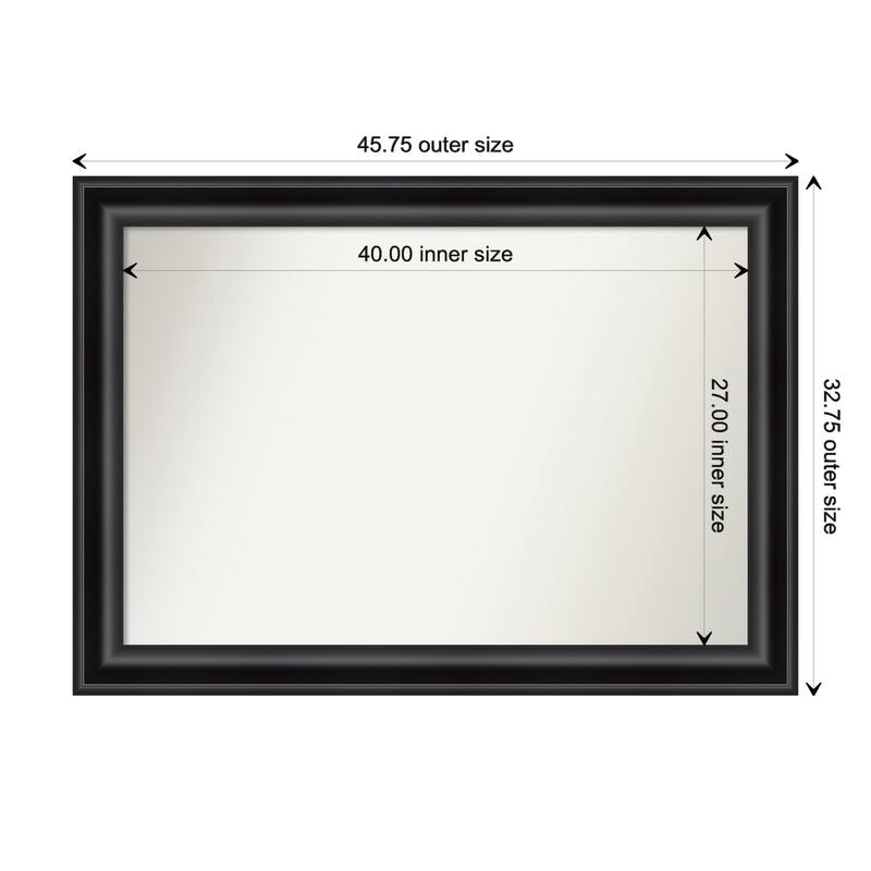 Grand Black Framed Non-Beveled Custom Wall Mirror, Bathroom Vanity Mirror - Outer Size: 45.75 x 32.75
