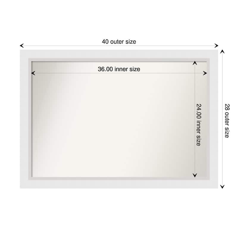 Non-Beveled Wood Bathroom Wall Mirror - Blanco White Frame - 40 x 28 in - Blanco White
