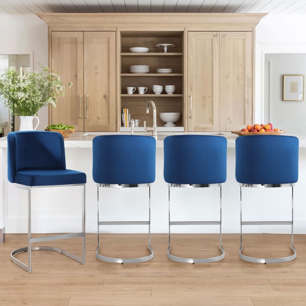 26" Upholstered Bar Stools, Counter Height Stools - 18.11"W x 19.69"D x 37.4"H