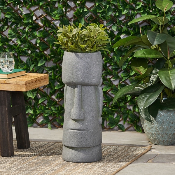 Sumner Outdoor Cast Stone Outdoor Polynesian Decorative Planter by Christopher Knight Home. Opens flyout.