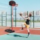 preview thumbnail 3 of 8, Adjustable Basketball Hoop System Stand Portable with 2 Wheels Fillable Base-Black & Red - 47" x 18" x 77.5"-101.5"