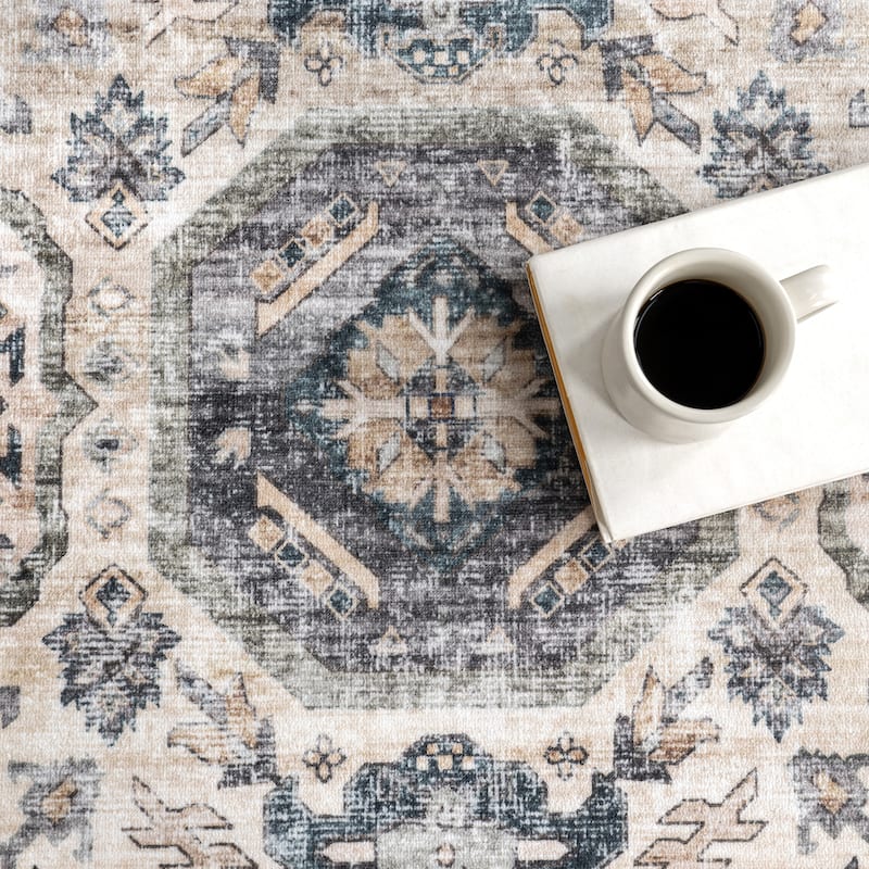 Nuloom Kallipoe Medallion SplashGuard Machine Washable Area Rug