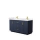 preview thumbnail 22 of 114, Miranda Double Vanity Set, Cultured Marble Top, No Mirror 60-Inch Double - Dark Blue, Gold Trim, White Cultured Marble Top