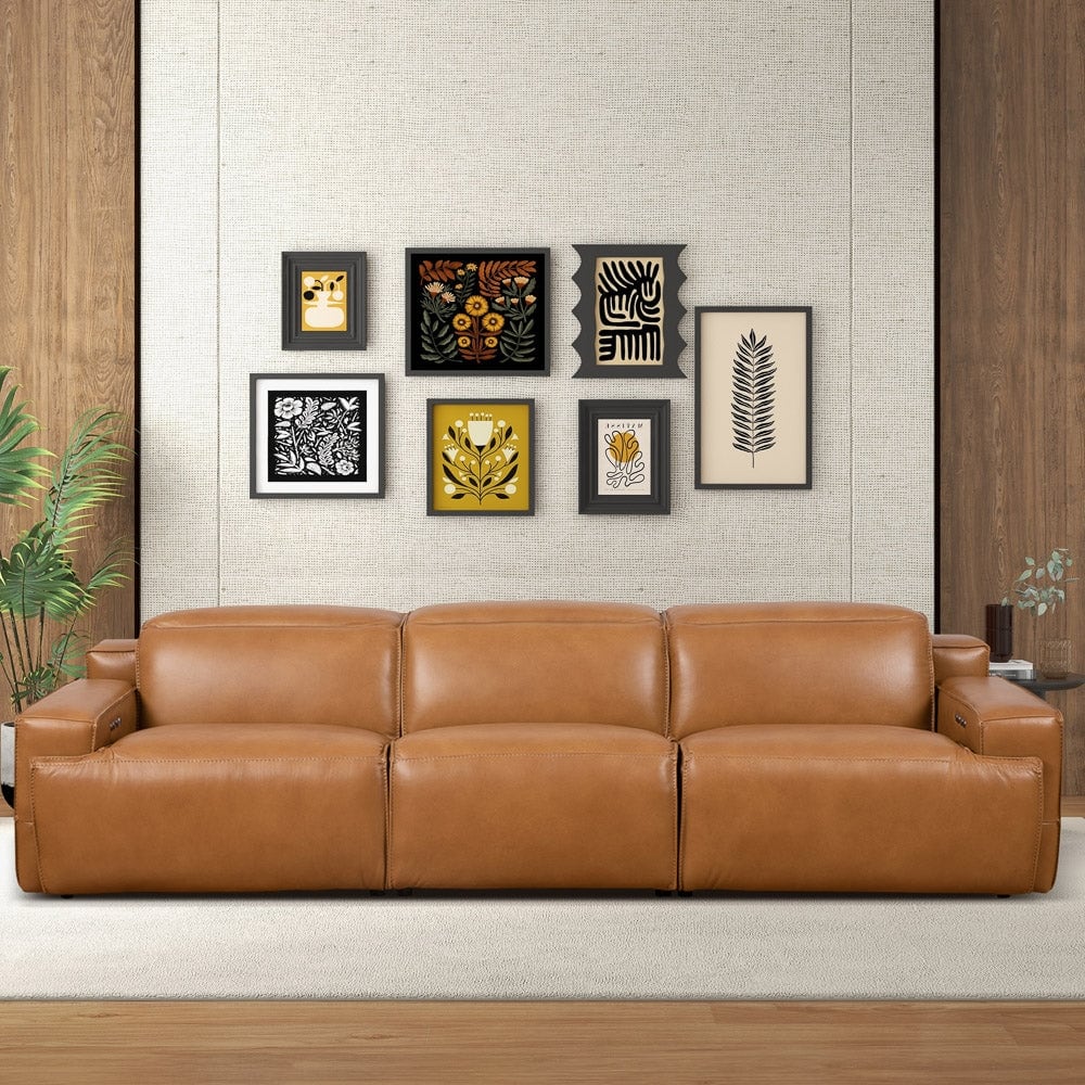 GDFStudio - Urbana Top-Grain Leather Triple Power Recliner Sofa