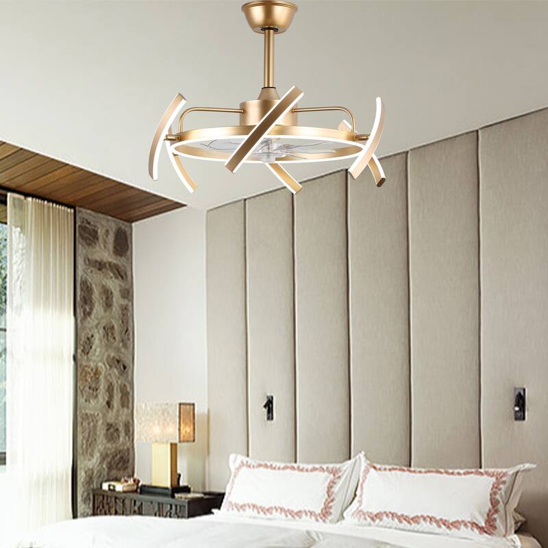 Oaks Aura DeClue 24in. 6 DIY-Shape Smart Ceiling Fan with Light,Cyberpunk Futuristic 6-Speed Quiet Ceiling Fan w/ Remote