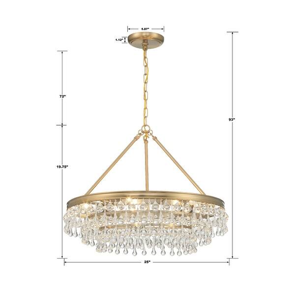 Calypso 6 Light Vibrant Gold Chandelier - 25"W x 19.75"H x 25"D