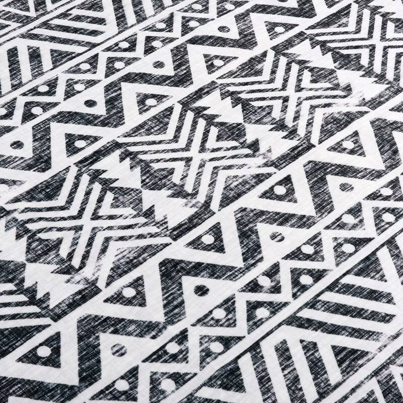 World Rug Gallery Contemporary Distressed Geometric Machine Washable Area Rug