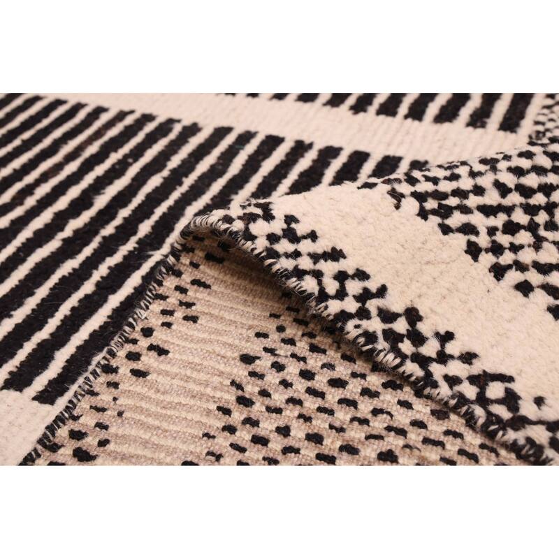 ECARPETGALLERY Hand-knotted Pak Finest Marrakesh Black, Cream Wool Rug - 8'0 x 9'11