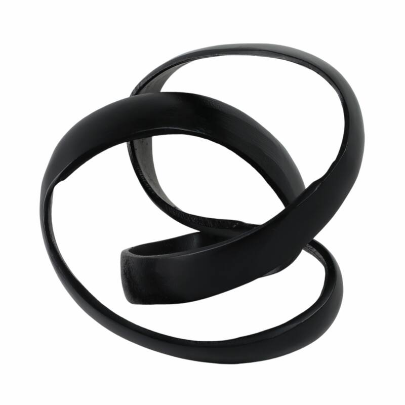 Sagebrook Home Modern Aluminum Abstract Interwoven Decorative Sculpture - 8" x 8" x 7" - Black