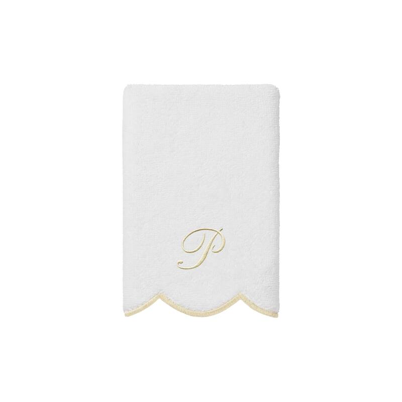 Authentic Hotel and Spa 100% Turkish Cotton Beige ADORNIA Scallop Personalized 3 Piece Towel Set - 3 Piece Set
