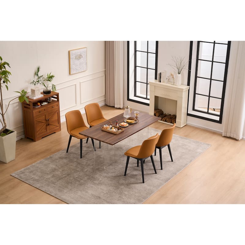 Dining Chair, Set of 4 Modern Kitchen Dining Room Chairs, Plastic Upholstered Dining Accent Chairs with Plastic Leg