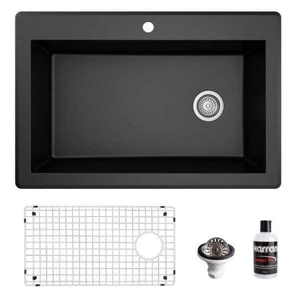 Karran Drop-In Quartz 33 in. 1-Hole Single Bowl Kitchen Sink Kit. Opens flyout.