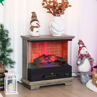 27'' Freestanding Electric Fireplace Heater w/3-Level Flame Thermostat -  Bed Bath u0026 Beyond - 38315033
