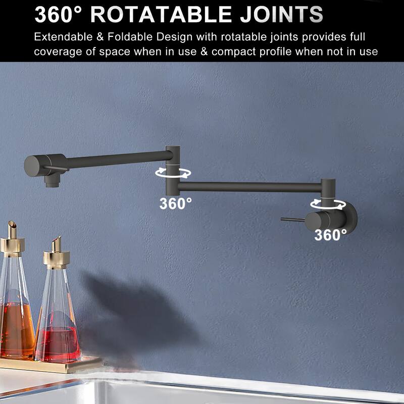 Topcraft Pot Filler Wall Mount Folding Kitchen Faucet