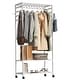 preview thumbnail 11 of 16, Bamboo Rolling Clothes Rack with Storage Shelves and Hanging Rod - W 30.9" x D 15.75" x H 66.34"