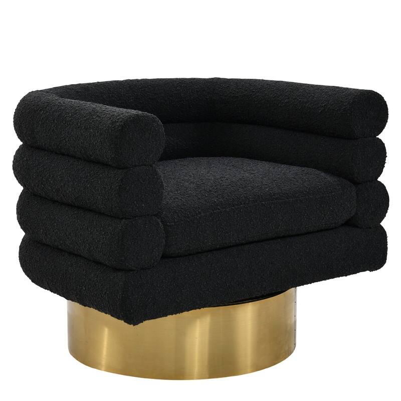 Best Master Furniture Manon Boucle Upholstered Swivel Accent Chair with Black Trim