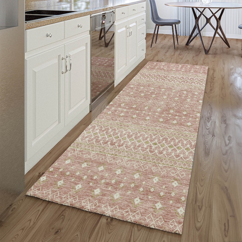 Premium Washable Super Soft Boho Geo Mayfield Rug - Blush - 2' 3" x 7' 6" - Runner