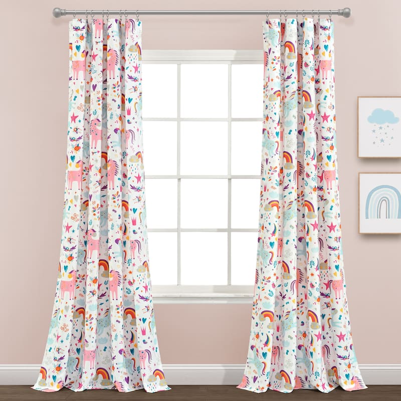 Lush Decor Unicorn Heart Window Curtain Panel Pair - 84" x 52" - 84" x 52"