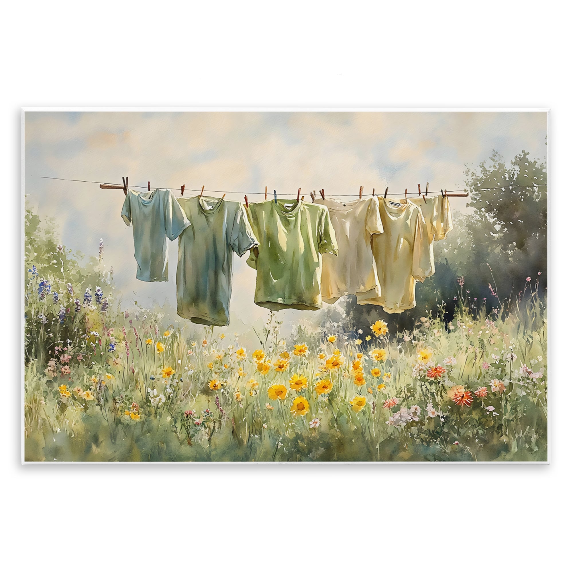 Stupell Wildflower & Backyard Laundry Wall Plaque Art Design By Creative Studio