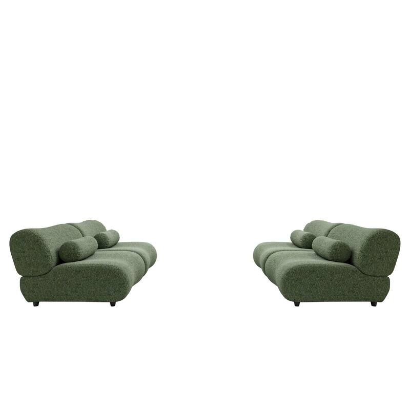 Chenille Modular Sectional Sofa Set, 4-Seater with Reclined Back