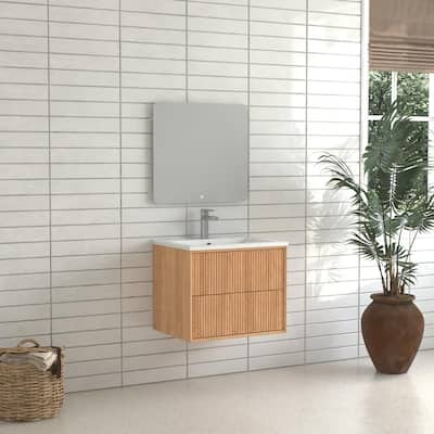 24" Bathroom Vanity with Sink Wall Mounted Cabinet with 2 Drawers - 24" W x 19.69" H