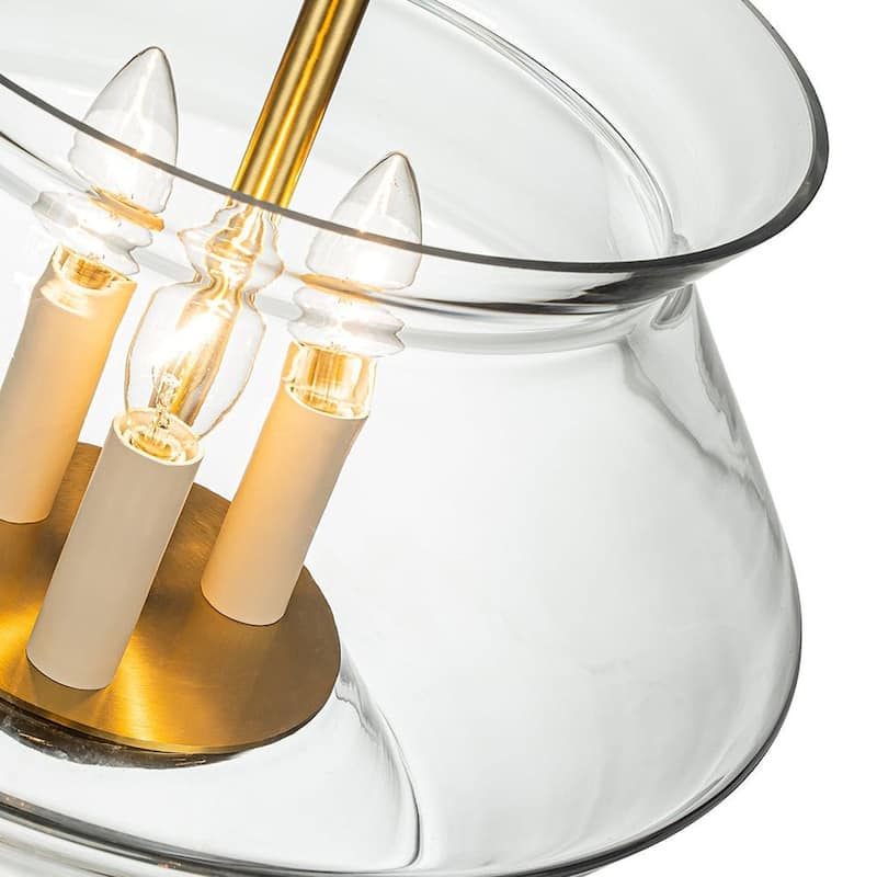 30in Brass Mason Jar Geometric Clear Glass Shade Kitchen Pendant