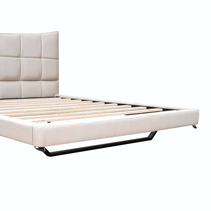 Full Size Upholstered Platform Bed with LED Lights