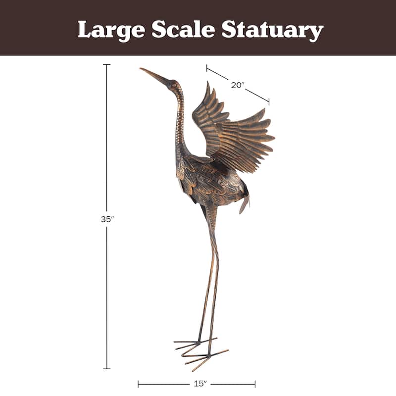 Flying Crane Garden Statue Handcrafted with Stakes Included by Pure Garden