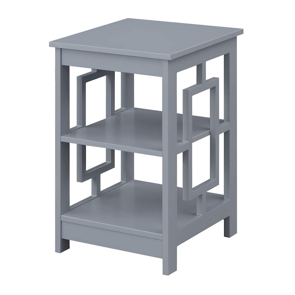 Town Square End Table with Open Concept Design, Spacious Shelves and Symmetrical Frame, Modern Accent Table for Living Room