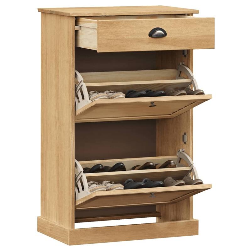 vidaXL Shoe Cabinet Honey Solid pine wood, engineered wood, metal Medium - 13.8 x 23.6 x 37.8