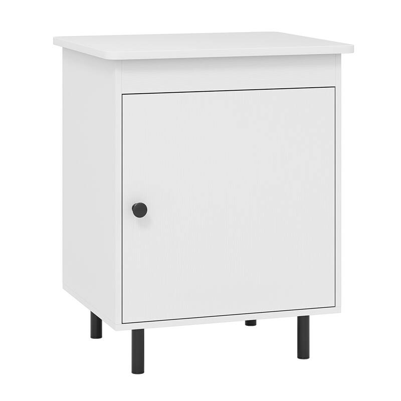 Gymax Nightstand Mid Century Modern End Table w/Door Heavy-Duty Metal